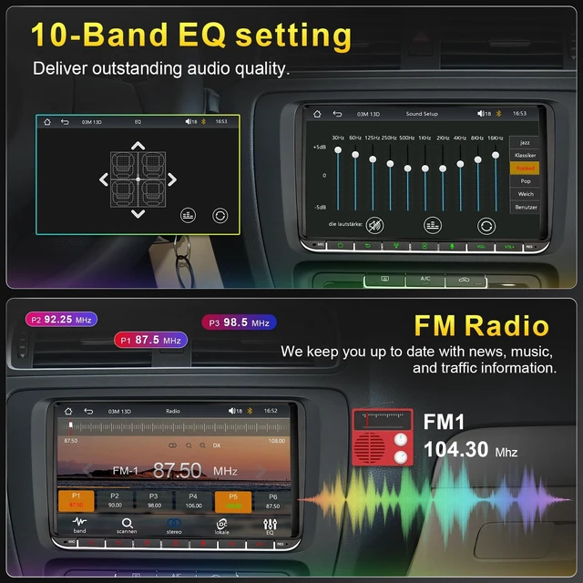 Alt view image 5 of 5 - cogamichi Car Radio for Volkswagen VW Golf MK5 MK6 Jetta Beetle Passat Sharan Tiguan Touran Seat Polo with Wireless Carplay & Android Auto, 9 inch VW Stereo Touch Screen with FM AM Radio (9 inc