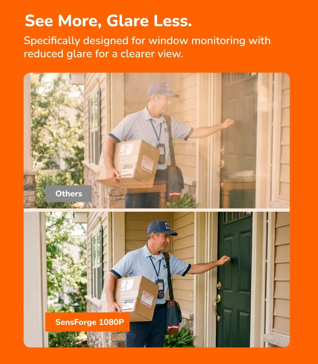 Alt view image 3 of 5 - SensForge Wireless Indoor Window Security Camera, Anti-Glare, 1080P HD, Dual-Band 2.4GHz & 5GHz WiFi, Smart AI Human, Vehicle & Animal Detection, Two-Way Talk, Easy No-Drill Installation