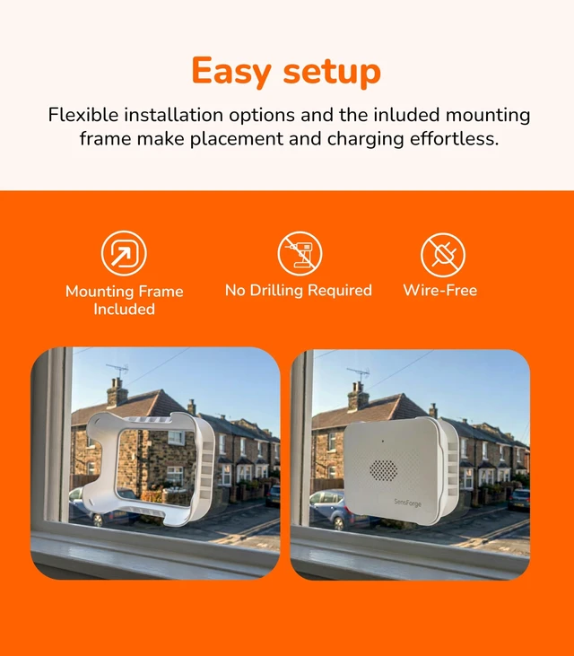 Alt view image 5 of 5 - SensForge Wireless Indoor Window Security Camera, Anti-Glare, 1080P HD, Dual-Band 2.4GHz & 5GHz WiFi, Smart AI Human, Vehicle & Animal Detection, Two-Way Talk, Easy No-Drill Installation