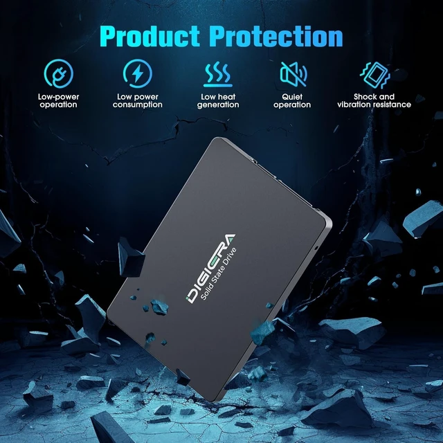 Alt view image 5 of 5 - DIGIERA 256GB 2.5" SATA SSD III, Internal Solid State Read 550MB/s Write 520MS/s, CAS100 Internal SATA SSD for Desktop Laptop PC NAS