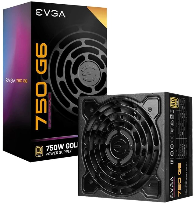 Main image of EVGA 750 G6, 80 Plus Gold 750W, Fully Modular, Eco Mode with FDB Fan, 100% Japanese Capacitors, 10 Year Warranty, Includes Power ON Self Tester, Compact 140mm Size, Power Supply 220-G6-0750-X1