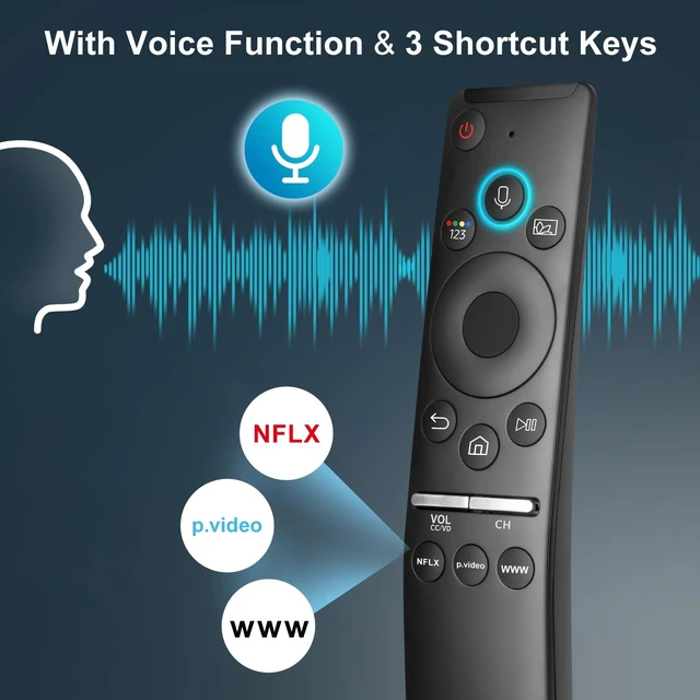 Alt view image 5 of 5 - Voice Remote for Samsung Smart TV QLED UHD Frame Curved Solar 4K 8K Q60 Q70 Q80 Q90 8 Series 9 Series TU8000 AU8000 CU7000 CU8000 DU7200 DU8000 Voice Remote Control Replacement