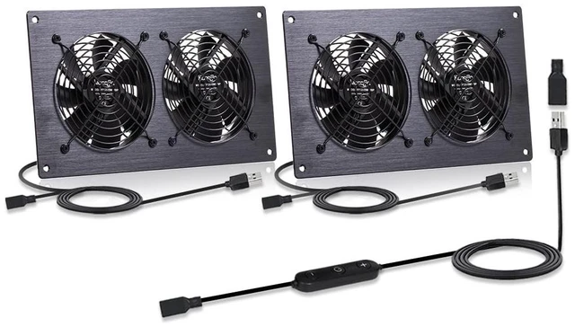 Main image of Xiaoqijia Dual 120mm Cabinet Fan 5V/12V USB/DC IPX5 Waterproof 10-Speed