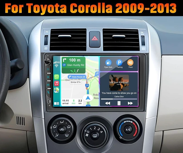 Alt view image 2 of 5 - 9 inch Touchscreen Car Radio Stereo for Toyota Corolla 2009-2013 Wireless Carplay Android Auto Navi Volume Knob Backup Camera SWC