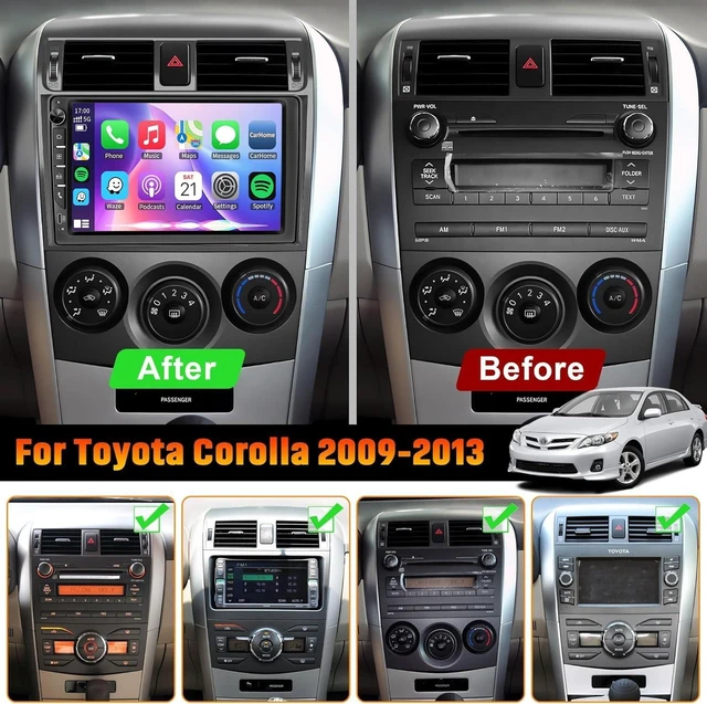Alt view image 3 of 5 - 9 inch Touchscreen Car Radio Stereo for Toyota Corolla 2009-2013 Wireless Carplay Android Auto Navi Volume Knob Backup Camera SWC