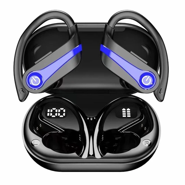 Main image of Bluetooth Headphones Wireless Earbuds 20Hrs Playback In Ear Buds Power Display with ENC Noise Canceling Mic, Last Long,Over-Ear Stereo Bass Earphones with Earhooks for Sports/Workout/RunningBlu