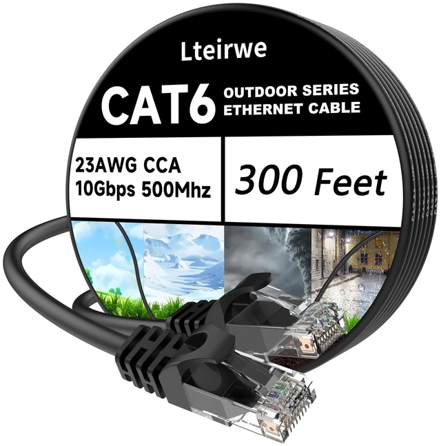 Main image of Lteirwe 300FT Cat6 Ethernet Cable 10Gbps High Speed,Black