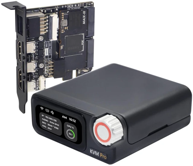 Main image of Sipeed NanoKVM Pro - 4K IP KVM, Remote Server Management, ATX Power Control, USB Keyboard/Mouse Emulator, 32GB eMMC, WiFi6, Power Control, Batch Management (Desk,with WiFi & POE,No LED)