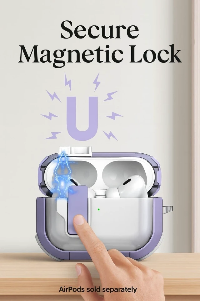 Alt view image 3 of 5 - SaharaCase - AirPods Pro 3 Case - Secure Lock ^^ Venture-X Series - Clear/Purple