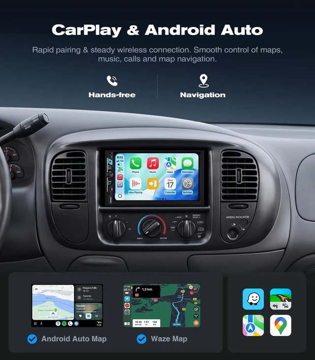 Alt view image 2 of 5 - AINAVI 7" Double Din Car Radio Stereo CarPlay Linux OS