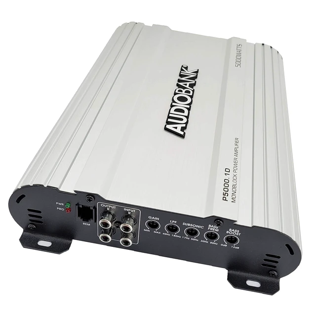 Alt view image 5 of 5 - AUDIOBANK P5000.1 Monoblock Car Amplifier - 5000W Class A/B Subwoofer Amp, 2/4 Ohm Stable, MOSFET Power Supply, Variable LPF, Bass Boost, Remote Level Control
