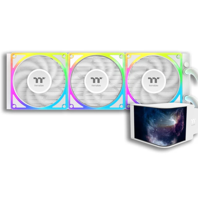 Alt view image 2 of 5 - Thermaltake MAGCurve 360 Ultra CPU Liquid Cooler; Intel/AMD Compatible; 3x120mm 500~2500rpm TOUGHFAN EX ARGB;MAGForce 2.0; 6.67" AMOLED 60Hz;Swappable Fan Blades;TT RGB Plus 3.0; Snow;