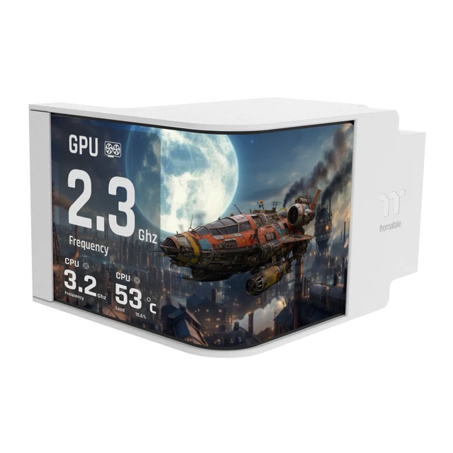 Alt view image 4 of 5 - Thermaltake MAGCurve 360 Ultra CPU Liquid Cooler; Intel/AMD Compatible; 3x120mm 500~2500rpm TOUGHFAN EX ARGB;MAGForce 2.0; 6.67" AMOLED 60Hz;Swappable Fan Blades;TT RGB Plus 3.0; Snow;