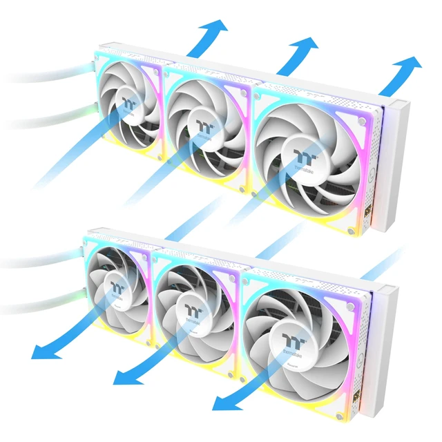 Alt view image 3 of 5 - Thermaltake MAGCurve 360 Ultra CPU Liquid Cooler; Intel/AMD Compatible; 3x120mm 500~2500rpm TOUGHFAN EX ARGB;MAGForce 2.0; 6.67" AMOLED 60Hz;Swappable Fan Blades;TT RGB Plus 3.0; Snow;
