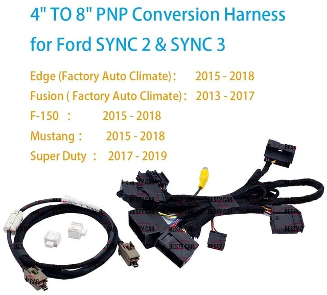 Alt view image 4 of 4 - 4" to 8" PNP Conversion Harness for F-o-r-d SYNC 1 to SYNC 2 & SYNC 3 Upgrade Fits for F-o-r-d Edge Fusion F-150 Mustang Super Duty Power Harness Adapter & USB Interface Module Adapter & APIM Cable