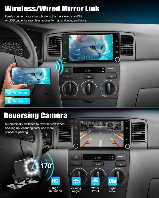 Alt view image 5 of 5 - SIXTOP Car Stereo Radio for Toyota Corolla/Toyota RAV4/Camry/Tundra/Sequoia/ 4Runner Wireless Apple CarPlay Android Auto 7 Inch HD Touch Screen Bluetooth FM/AM Mirror Link EQ USB SWC Backup Cam