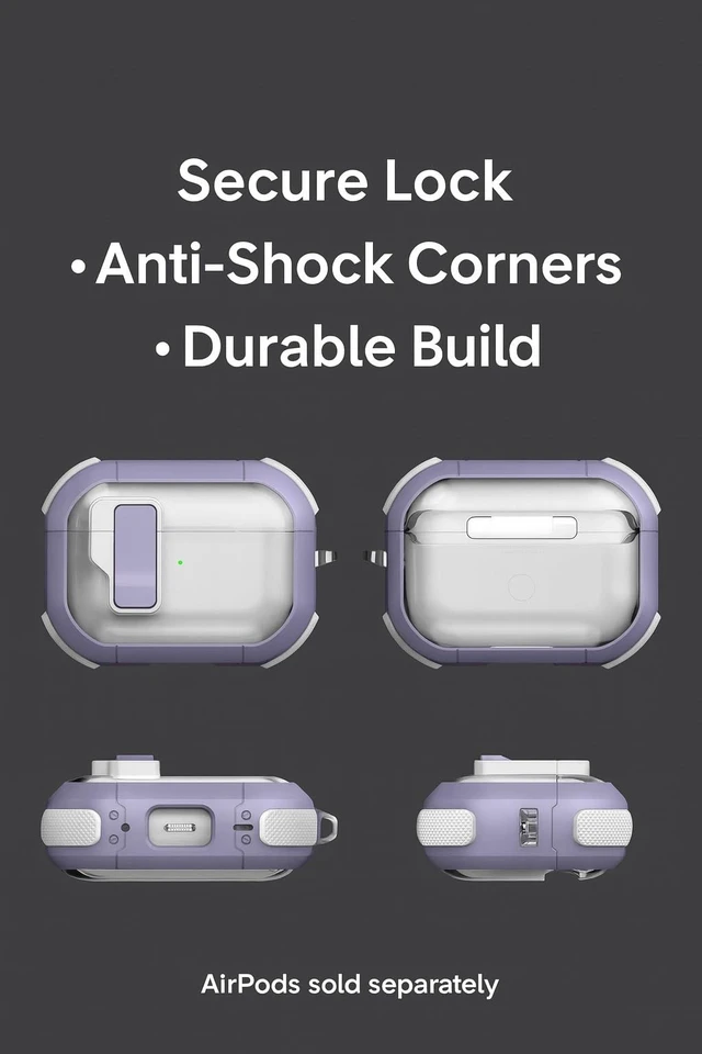 Alt view image 5 of 5 - SaharaCase - AirPods Pro 3 Case - Secure Lock ^^ Venture-X Series - Clear/Purple