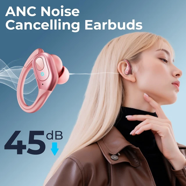 Alt view image 2 of 5 - occiam Active Noise Cancelling Earbuds Wireless Rose Gold