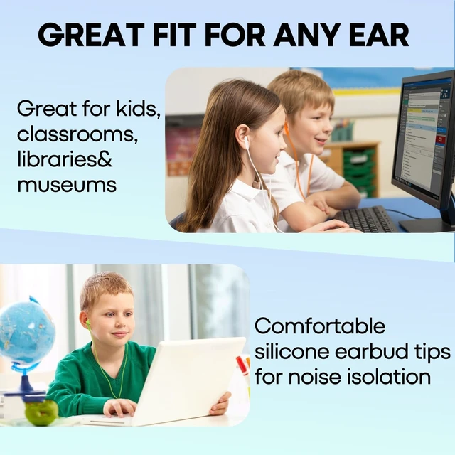 Alt view image 5 of 5 - Gaosen 200 Pack Wholesale Bulk Headphones for Kids School Students Children, Multi Colored Class Set Durable Earphones for Teens Children Gift and Adult Individually Bagged(200 Mixed)