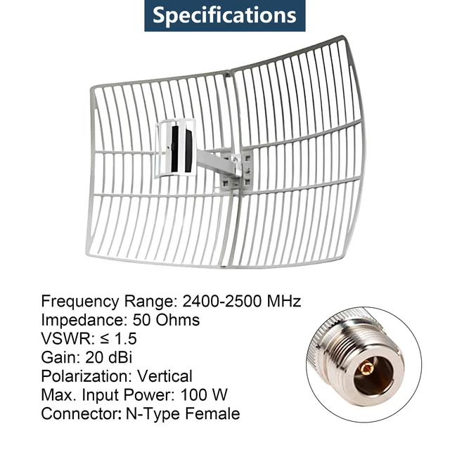 Alt view image 5 of 5 - WiFi Parabolic Directional Antenna Set 2.4G Outdoor High Gain External Kit