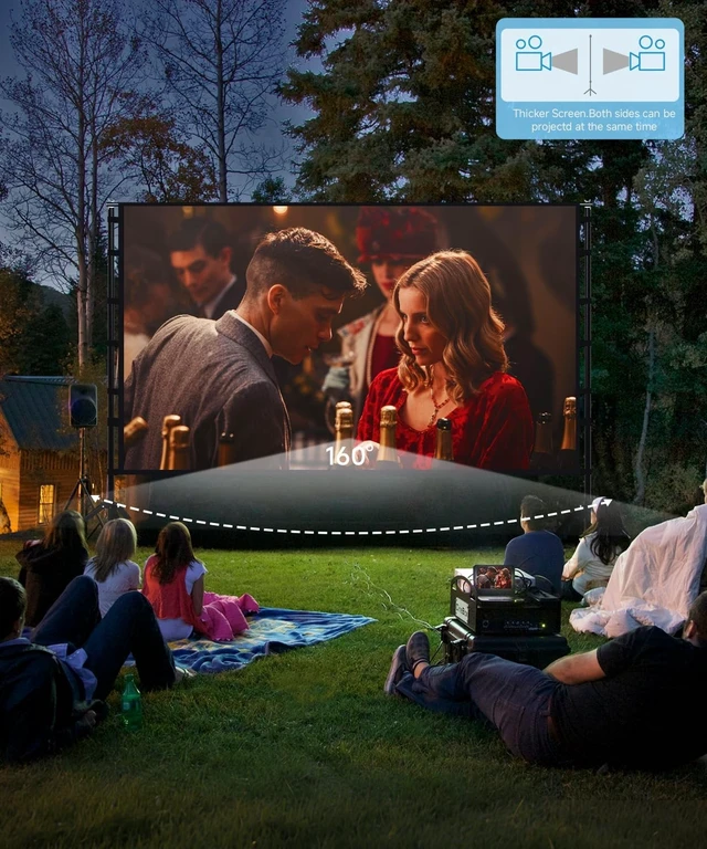 Alt view image 2 of 5 - STWUI Projector Screen with Stand - 150 Inch Portable Projector Screens Outdoor Indoor Projector Screen 16:9 4K HD Outdoor Movie Screen with Carry Bag,Enjoy Home Theater Projection Screen