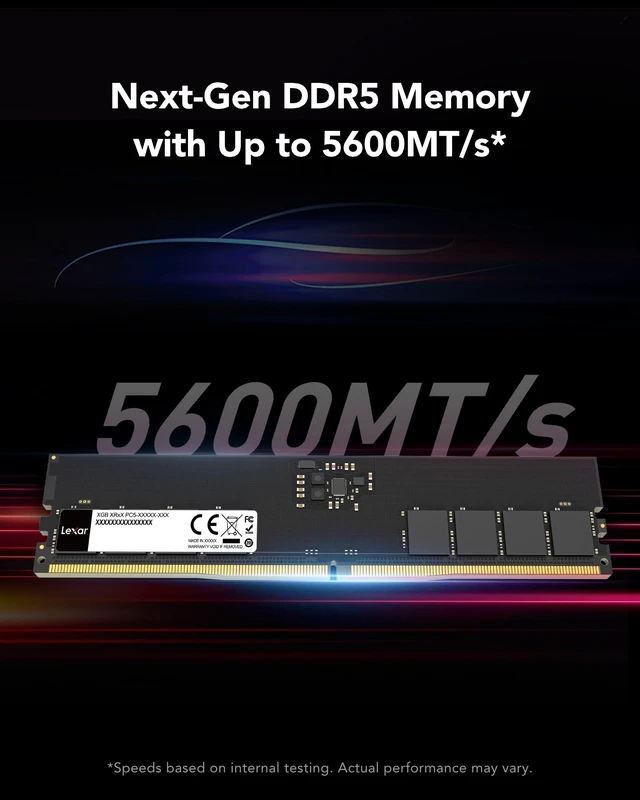 Alt view image 2 of 5 - Lexar UDIMM 8GB DDR5 RAM 5600 MHz, 288-Pin DDR5 UDIMM Computer RAM, High-Performance Gaming DRAM U-DIMM for PC Memory/Computer Memory, 1.1V, CL46-45-45-90 (LD5U08G56C46ST-BGS)