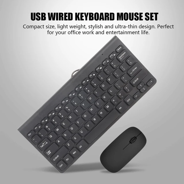 Alt view image 2 of 5 - QANYEGN Wired Keyboard and Mouse Combo, Ultra Thin Slim Design USB Keyboard and Mouse Set, Suitable for PC Laptop(Black)