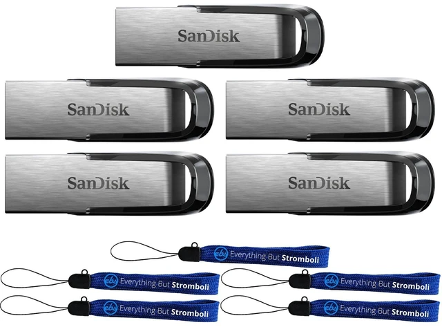 Main image of SanDisk USB Type A Ultra Flair (5-Pack) 512GB Flash Drive Up to 150 MB/s Read Speed Compatible with Laptops and Personal Computers -SDCZ73-512G-G46- Bundle with (5) Everything But Stromboli Lanyards