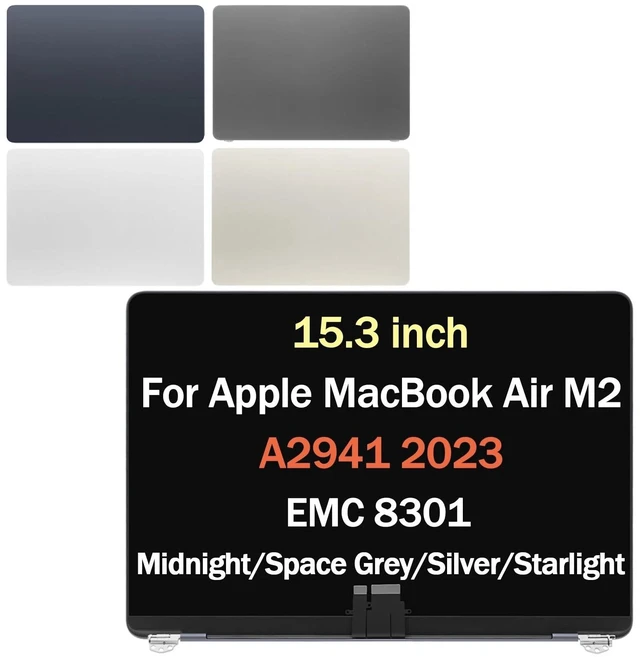Main image of POBRIDA LCD Screen Replacement for MacBook Air 15.3" A2941 2023 M2 EMC 8301 A3114 2024 M3 EMC 8612 EMC 9301 Retina LCD Panel Display Full Assembly 2880 * 1864 (Silver)