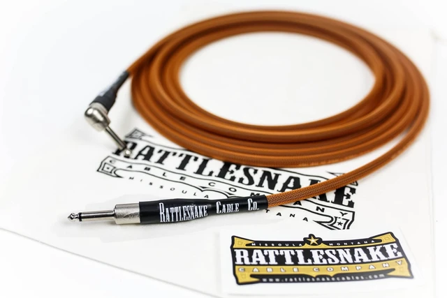Alt view image 2 of 3 - Rattlesnake Cable - 20 Foot Standard Copper Guitar Instrument Cable Straight to Right Angle 1/4-Inch plugs