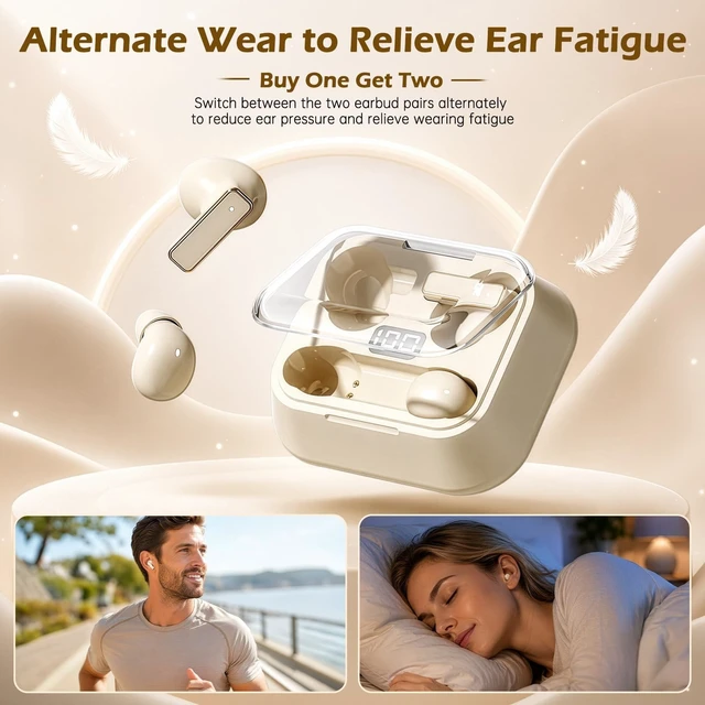 Alt view image 5 of 5 - Xmenha 2 Pairs Mini Small Invisible Earbuds Wireless Bluetooth Sleep Invisible Ear Buds Smallest Headphones Low Profile Tiny Micro Small Hidden Discreet Earbuds for Work Sleeping