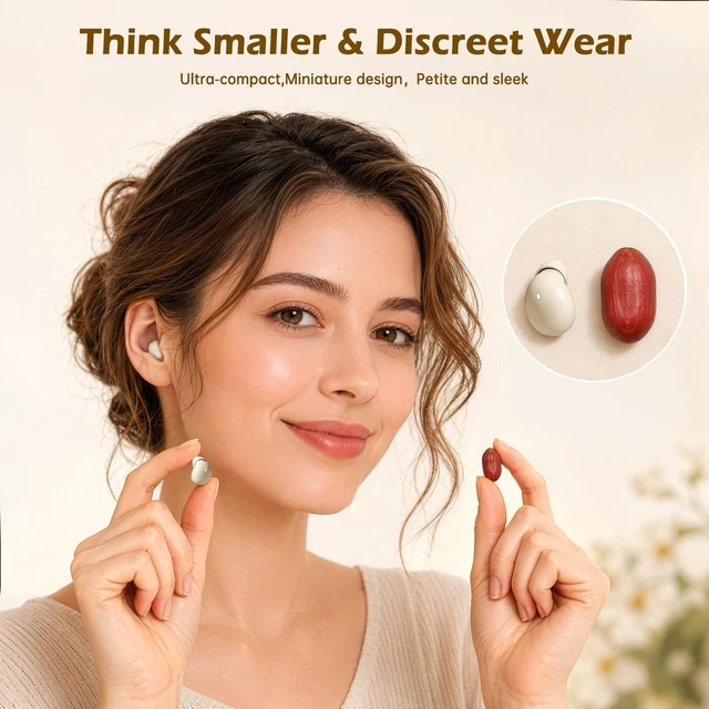 Alt view image 4 of 5 - Xmenha 2 Pairs Mini Small Invisible Earbuds Wireless Bluetooth Sleep Invisible Ear Buds Smallest Headphones Low Profile Tiny Micro Small Hidden Discreet Earbuds for Work Sleeping