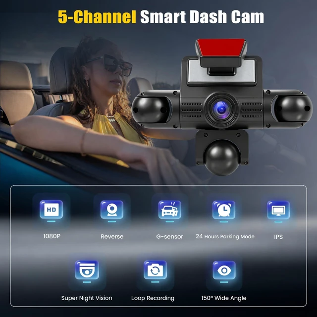 Alt view image 2 of 5 - 5 Channel 360 Dash Cam Front and Rear Inside Left Right