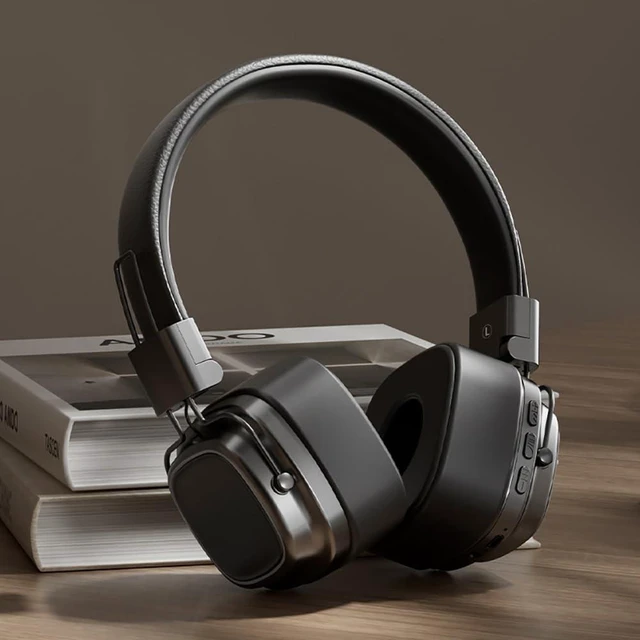 Alt view image 3 of 5 - CR-8 Retro Bluetooth 5.3 Over-Ear Headphones, 15Hr Playtime, Built-in Mic, Type-C Charging, White (Black)