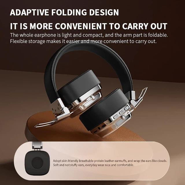 Alt view image 5 of 5 - CR-8 Retro Bluetooth 5.3 Over-Ear Headphones, 15Hr Playtime, Built-in Mic, Type-C Charging, White (Black)