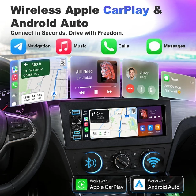 Alt view image 2 of 5 - 6.5" Single DIN Touchscreen Radio, Wireless CarPlay&Android Auto Car Radio