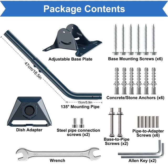 Alt view image 5 of 5 - IZLTUV Starlink Gen 3& Gen 4/4X Mount Adapter, 15.7" Heavy Duty Steel Pivot Pole Pipe with Adjustable Base, Wall Mount Kit Compatible with Starlink V3/V4/4X Standard DishExtended