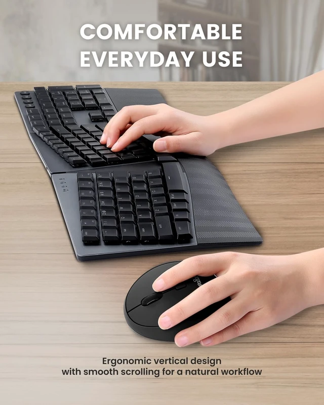 Alt view image 4 of 5 - Perixx Perimice-719LRX, Left Handed Wireless Vertical Mouse - Duo Wired and Wireless Charging Feature - Charging Pad Included - Designed for Smaller Hands