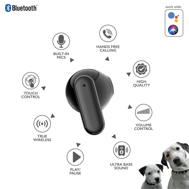 Alt view image 2 of 5 - RCA EarSwitch Pro 4-in-1 Duo TWS Wireless Earbuds, Bluetooth 5.4 Open-Ear & in-Ear Dual Buds with LED Charging Case, Touch Control, Built-in Mic, 6H Playtime for Sport & Office (Black)