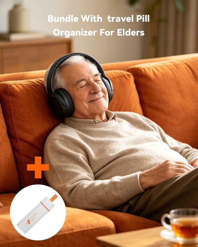 Alt view image 4 of 5 - ANSTEN Wireless Headphones for TV Watching and Pill Organizer