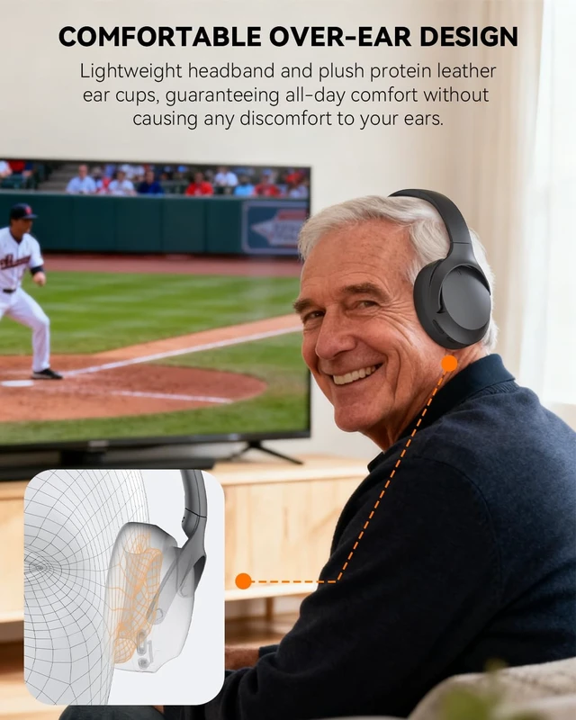 Alt view image 5 of 5 - ANSTEN Wireless Headphones for TV Watching and Pill Organizer