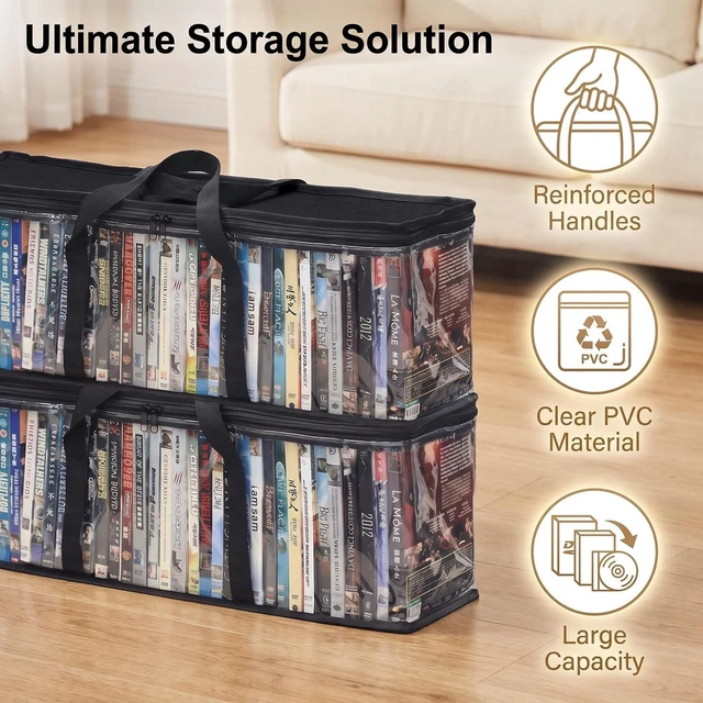 Alt view image 2 of 5 - Salajory 6-Pack Clear Blu-ray/DVD Storage Bags with Zipper & Handles