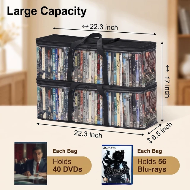 Alt view image 3 of 5 - Salajory 6-Pack Clear Blu-ray/DVD Storage Bags with Zipper & Handles