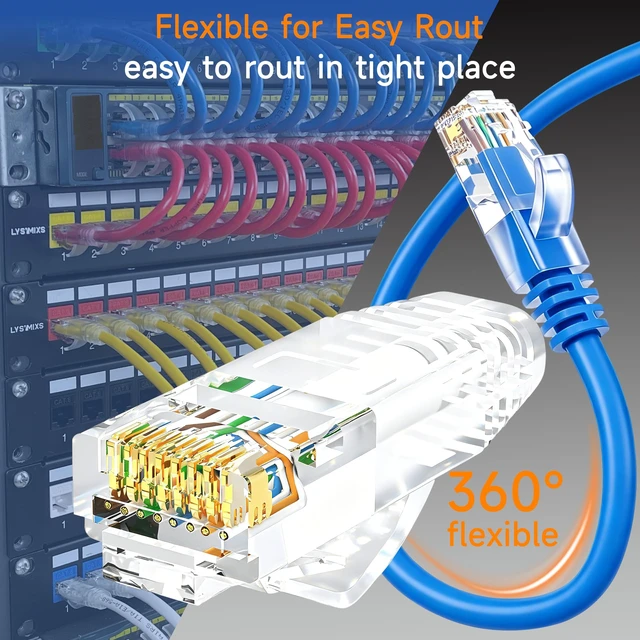 Alt view image 3 of 5 - Lysymixs Cat6 Ethernet Patch Cable 20 ft (10 Pack), Cat6 Patch Cable 26AWG Pure Copper for Data Centers, Cat 6 Patch Cable 10G, Network Patch Cables for Home and Enterprise Network -Blue