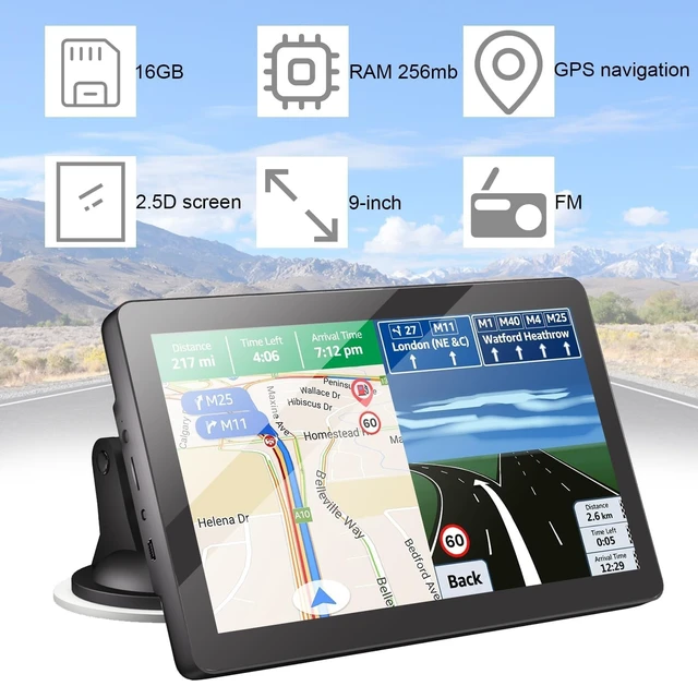Alt view image 4 of 5 - GPS Navigation for Car, 2026 Map 9 inch Touch Screen Car GPS 256-16GB, Voice Turn Direction Guidance, Support Speed and Red Light Warning, Pre-Installed North America Lifetime map Free Update