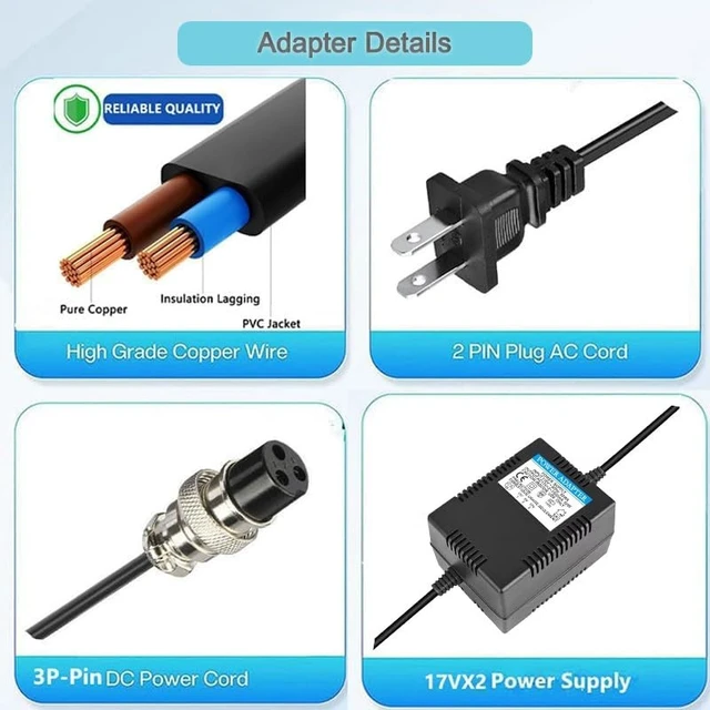 Alt view image 2 of 5 - SMSZQR AC17VX2 1500mA Power Adapter for Yamaha with 3-Pin Connector Plug
