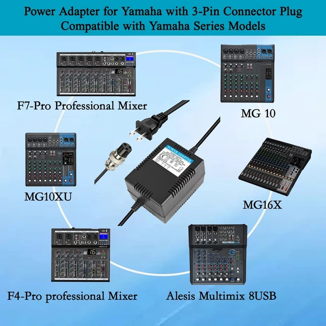 Alt view image 3 of 5 - SMSZQR AC17VX2 1500mA Power Adapter for Yamaha with 3-Pin Connector Plug