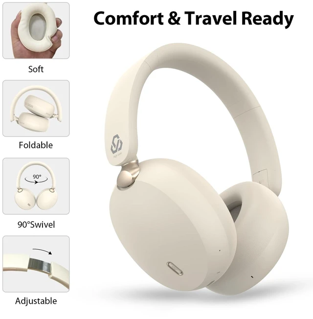 Alt view image 3 of 5 - JBUNION Active Noise Cancelling Headphones Wireless Over Ear Bluetooth ANC Headphones with Mic, Transparency Mode, 65H Playtime, Deep Bass, Clear Call, Hi-res Audio Headset for Home Office Trav