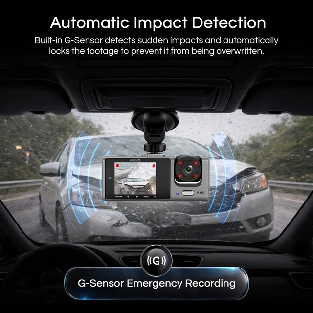 Alt view image 3 of 5 - Minolta MNCD230WT 3View 3-Channel Dash Camera 1080P HD (Gray)