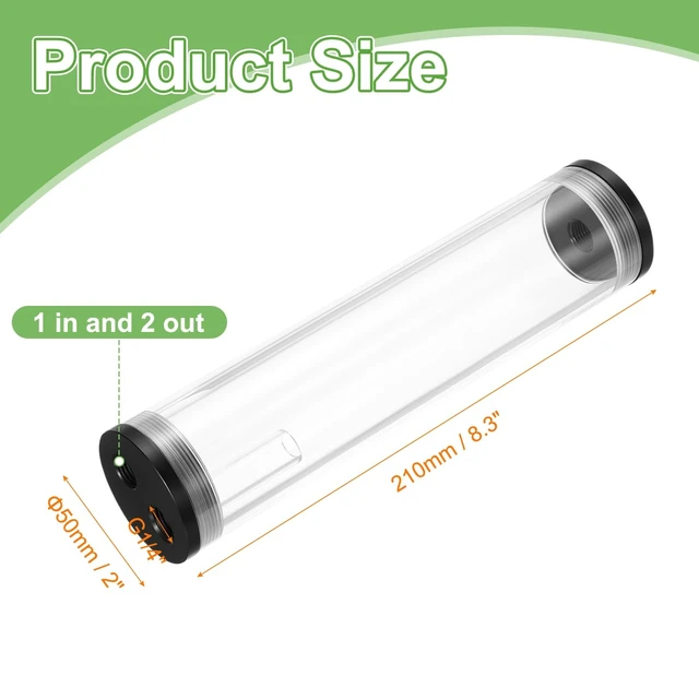 Alt view image 2 of 5 - MECCANIXITY Water Cooling Tank G1/4 Thread 50x210mm Cylinder Heat Exchanger